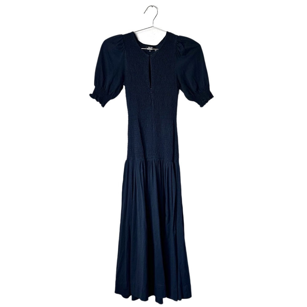 ME+EM Blue Slub Jersey Smock Bodice Midi Dress Size 0 - Picture 2 of 5